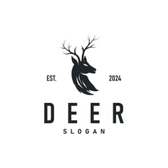 deer logo silhouette design with simple forest animal deer mascot concept template