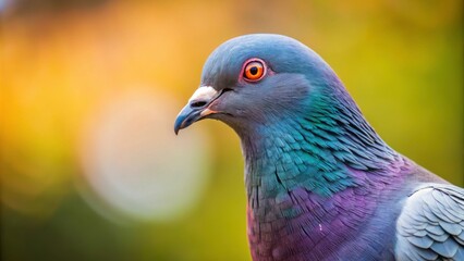 Wall Mural - Close up photo of a pigeon, pigeon, bird, feathers, wildlife, urban, close-up, animals, nature, beak, wings