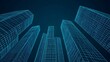 © maesarin - Captivating Cityscape Rendered in Sleek Digital Wireframes Revealing the Intricate Architectural Designs of Futuristic Skyscrapers and Urban Structures