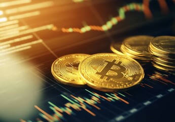 A creative representation of a graph with a golden coin as the focal point for investment strategies.