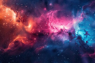 Wall Mural - Colorful and vibrant space nebula with bright shining stars