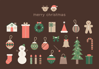 Poster - Christmas decorations and symbolic objects. outline simple vector illustration.