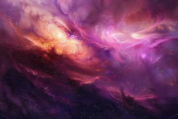 Wall Mural - Colorful and vibrant space nebula with glowing dust and bright stars