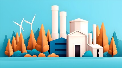 Poster - Modern waste processing center featuring advanced conveyor systems renewable energy clean production lines to promote sustainable waste management and environmental protection