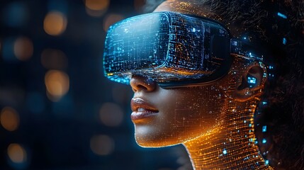 Aufkleber - Futuristic Smart Warehouse Leveraging Augmented Reality Technology to Boost Supply Chain Optimization and Productivity