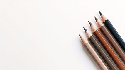 A set of minimalist colored pencils arranged diagonally on a clean white background