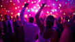 © easybanana - A woman in a wedding dress is dancing with a man in a suit. The crowd is cheering and the lights are bright