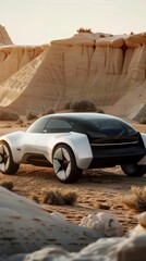 Craft a futuristic 3D model of an electric car that embodies the ethos of clean energy and forward thinking