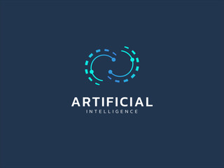 Wall Mural - artificial intelligence with twisted infinity double circle symbol technology analysis logo vector d