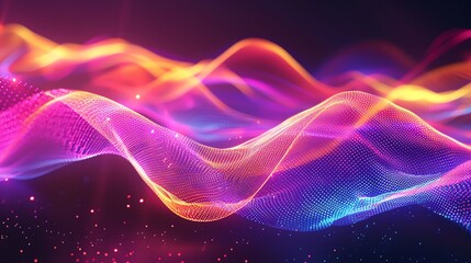 Canvas Print - an abstract image of colorful glowing waves.