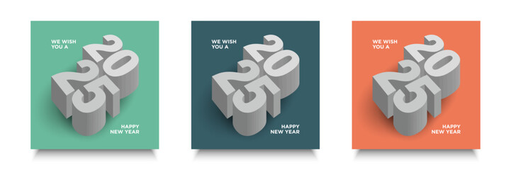 Wall Mural - Set of 2025 Number Design. 2025 Happy New Year Text Design.