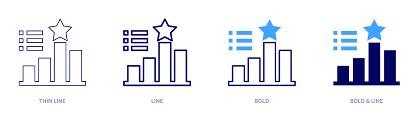 Performance management icon in 4 different styles. Thin Line, Line, Bold, and Bold Line. Duotone style. Editable stroke