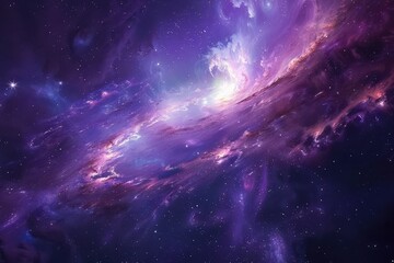 Wall Mural - Majestic purple and pink galaxy with glowing stars and swirling nebula clouds