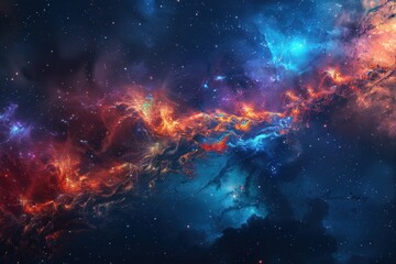 Wall Mural - Glowing Nebula Gas Clouds and Stars in Deep Space