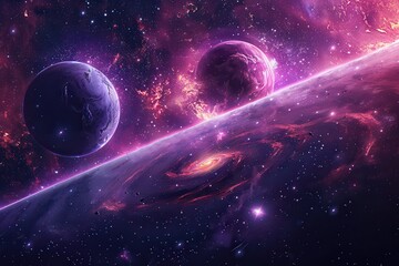 Wall Mural - Planets and Nebula in Deep Space