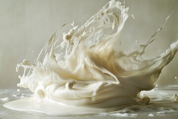 Wall Mural - A Spilled Cream Wave with Whipped Cream Peaks