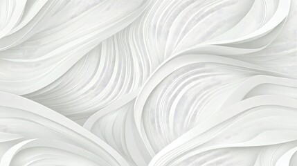 Wall Mural - A seamless pattern of white curved lines on a light gray background, forming fluid waves with a modern, sophisticated look
