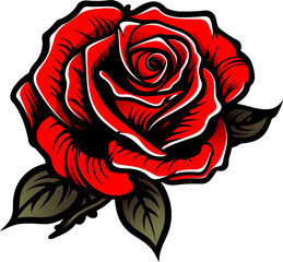 Wall Mural - Red rose illustration