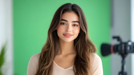 Captivating young woman posing in studio setting