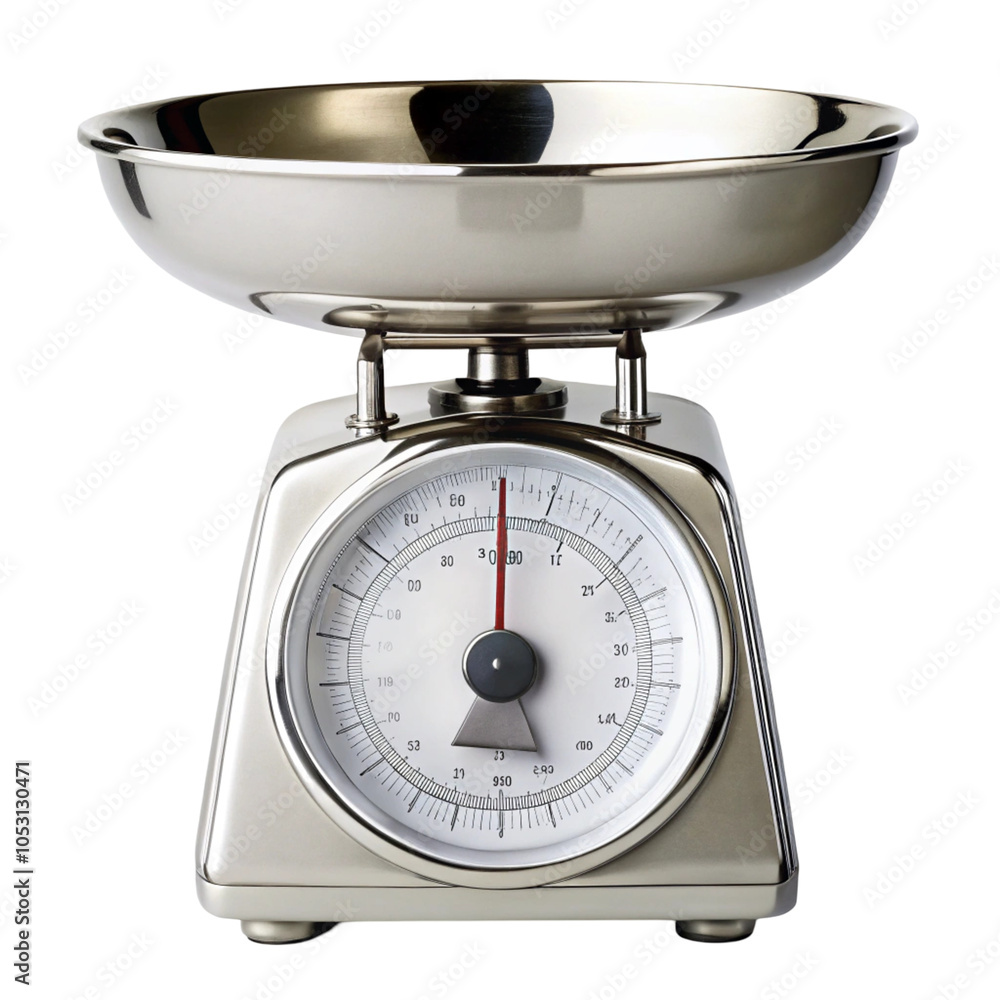 A classic kitchen scale with a stainless steel bowl, perfect for ...