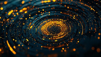 Wall Mural - a mesmerizing swirl of golden lights and textures, creating a captivating visual effect in a dark ba