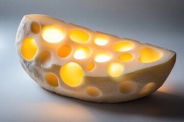 Poster - A Glowing Wedge of Swiss Cheese with Numerous Holes