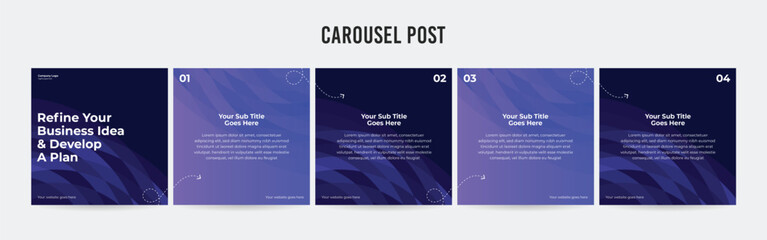 set of minimalist business carousel post, customize social media template design, instagram and link