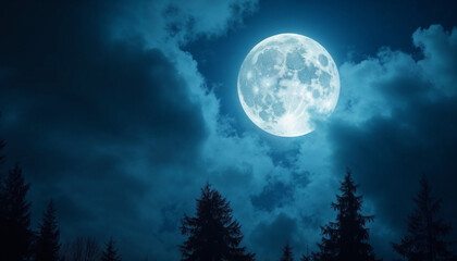 glowing full moon partially obscured by dark, swirling clouds over surrey british columbia canada wi