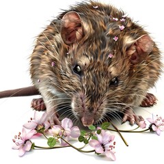 rat on white background