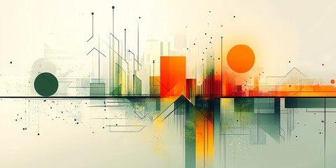 Wall Mural - digital connectivity, abstract illustration with geometric shapes, flowing lines, symbolizing the es