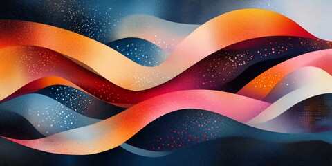 Wall Mural - geometric connectivity art, vibrant abstract design showcasing interconnected shapes and flowing lin