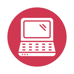 Wall Mural - laptop vector gylph circle design icon. workplace symbol on white background eps 10 file