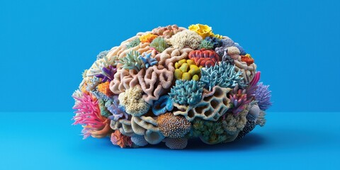 Sticker - A vibrant coral reef with various colors and textures. AI.