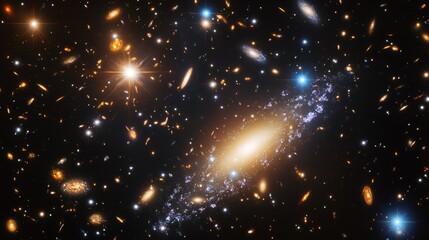 Wall Mural - a stunning view of a dwarf galaxy nestled among other celestial bodies, highlighting its unique stru