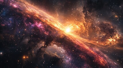 Wall Mural - a unique representation of a dwarf galaxy, where bright stars and colorful nebulae create a stunning