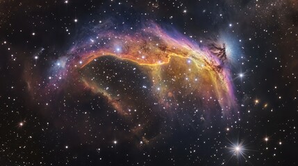 Wall Mural - a unique representation of a dwarf galaxy, where bright stars and colorful nebulae create a stunning