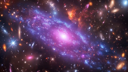 Wall Mural - an artistic interpretation of a dwarf galaxy, where vibrant colors and intricate details highlight t