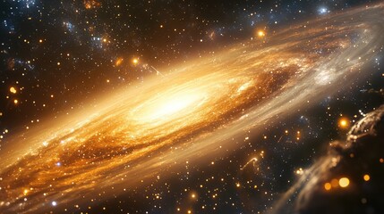 Wall Mural - a beautiful cosmic image featuring a galaxy with a comet, where bright star trails and glowing gases