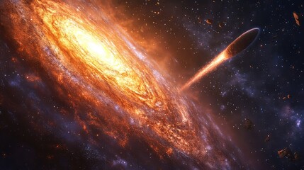 Wall Mural - a striking portrayal of a galaxy with a comet, showcasing the beauty of cosmic elements coming toget