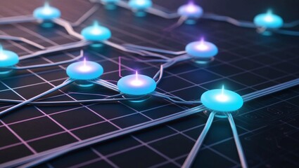 A Futuristic hightech digital network connection