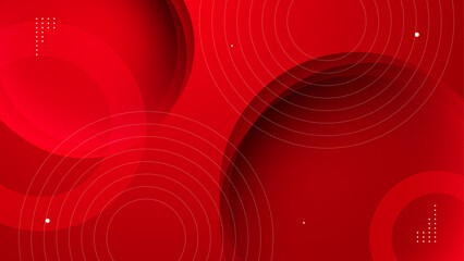 Wall Mural - red geometric abstract background with circles composition