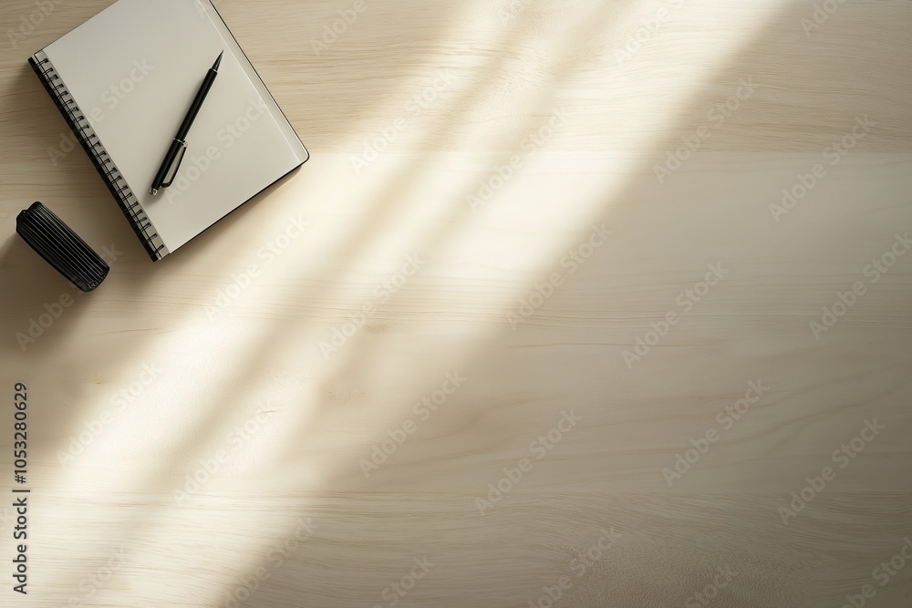 Minimalist workspace background with clean design elements, capturing ...