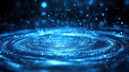 Poster - Captivating blue water droplets creating stunning patterns in a dark environment