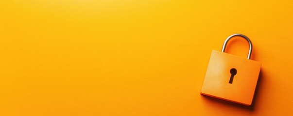 Leinwandbilder - Exploring security concepts the significance of a padlock on a vibrant orange background for protecting privacy and information