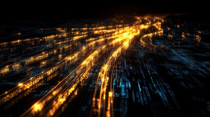 Fototapete - Dynamic data flow illuminating the path of information in the digital era