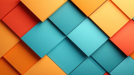 Aufkleber - Vibrant geometric patterns of colorful paper squares forming an eye-catching abstract background