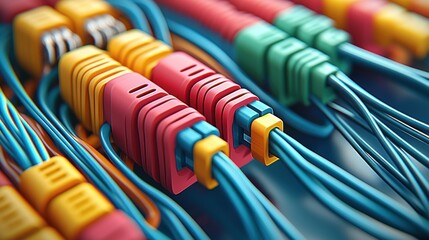 Fototapete - Exploring the intricacies of colorful data cables and their importance in modern connectivity solutions
