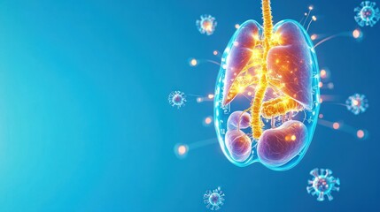 Aufkleber - Exploring the intricacies of the human respiratory system in the context of viral infections and health innovations