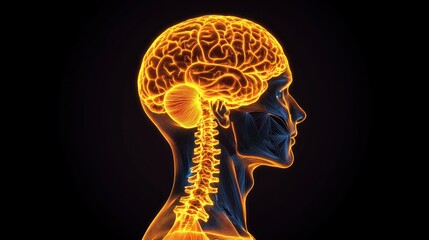 Poster - Exploring the intricacies of the human brain a neon visualization of neuroanatomy and structure