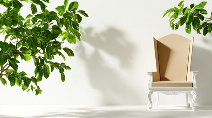 Aufkleber - A minimalist chair surrounded by lush greenery a perfect blend of nature and design
